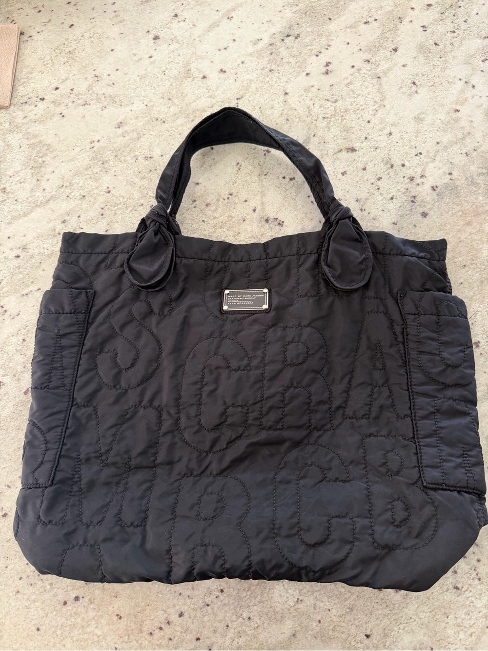 Marc by Marc Jacobs Black Quilted Large Tote Bag with Logo